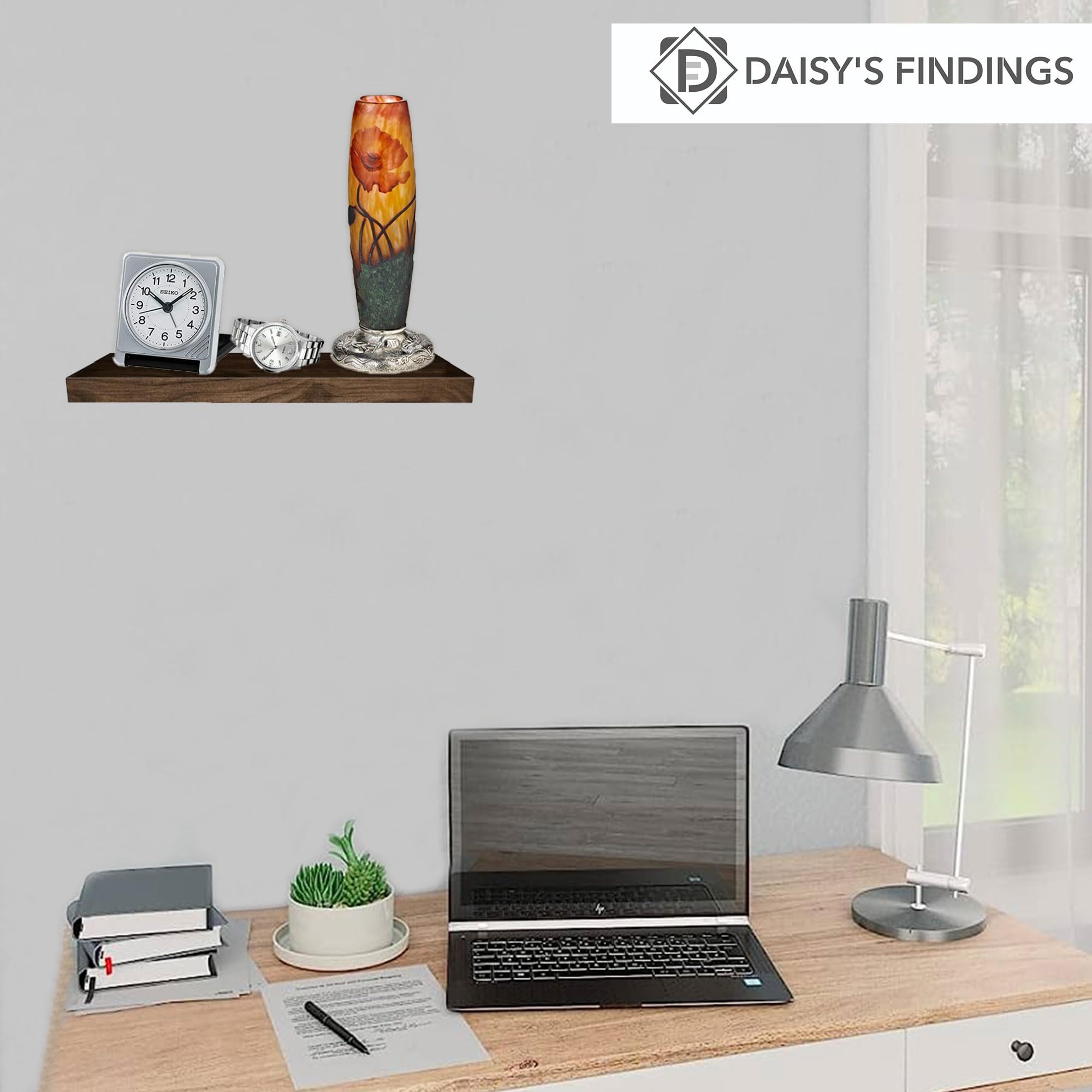 DAISY'S FINDINGS Floating Shelves for Wall | 1 Rustic Wood Shelf for Wall | Floating Shelves for Bathroom, Floating Wall Shelves for Living Room, Bedroom, Kitchen, Office