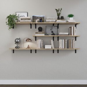 Floating Shelves, 8 Sets Wall Shelves, Wood Floating Shelves for Bedroom Wall Décor, Wall Mounted Floating Bathroom Shelf for Storage, Floating Book Shelf Living Room – Rustic Brown