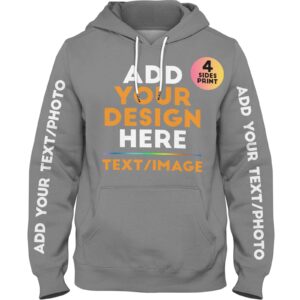 Dwujlioj Custom Hoodie Design Your Own for Men&Women,Personalized Hoodie Customized Sweatshirts Add Your Own Photo/Text,DIY Print Hooded Front & Back(Grey/Large)