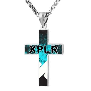 overnight-series x zinc alloy cross pendant necklace decor jewelry choker religion faith chain for young men women black