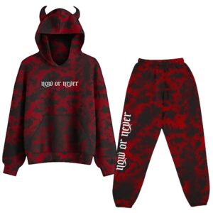 marllegebee xplr colby brock horns red tie dye shatter hoodies jogger pants sam and colby sweatshirts+sweatpants