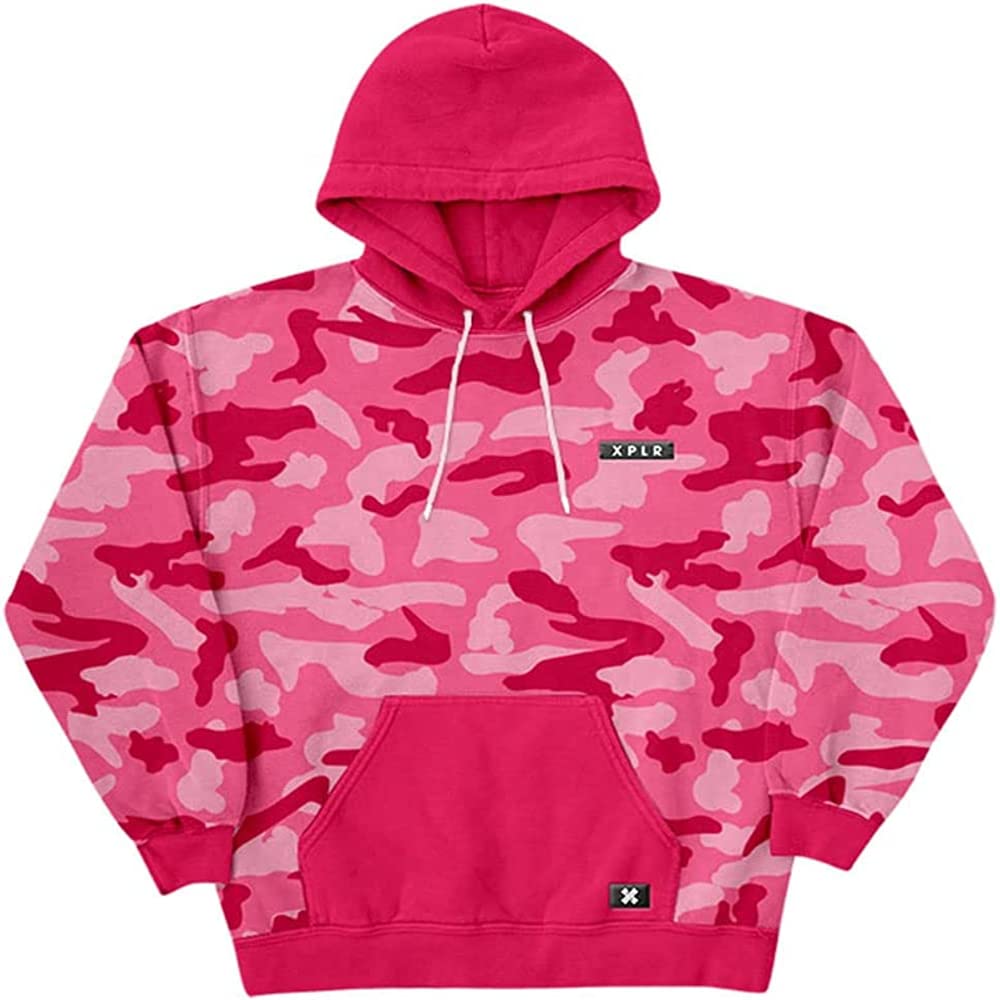 XPLR Season 2 Pink Camo Hoodie Sam and Colby Merch Long Sleeve Men Women Sweatshirt 2022 New Clothes (HJ07255A01,L)