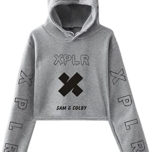 XPLR Sam and Colby Merch Hoodie Female Cat Ear Pullover Sweatshirt Women's Outwear Youthful Clothes (A34409-3,XXS)