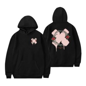 xplr sweatshirt sam and colby roses flower merch women men fashion pullover casual harajuku hooded (black,small)