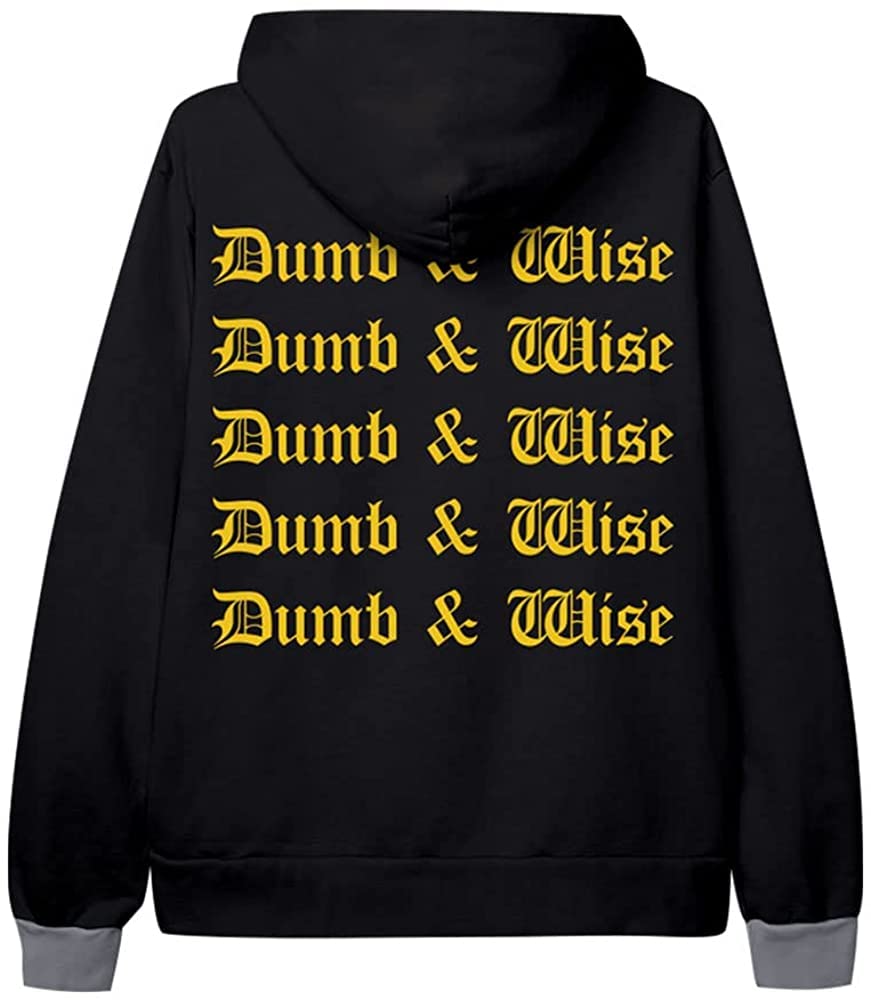 LSPWAFAEF XPLR Sam Golbach Dumb and Wise Black Color Block Hoodie Merch Men/Women Hooded Sweatshirt Hip HOP Long Sleeve (X-Large)