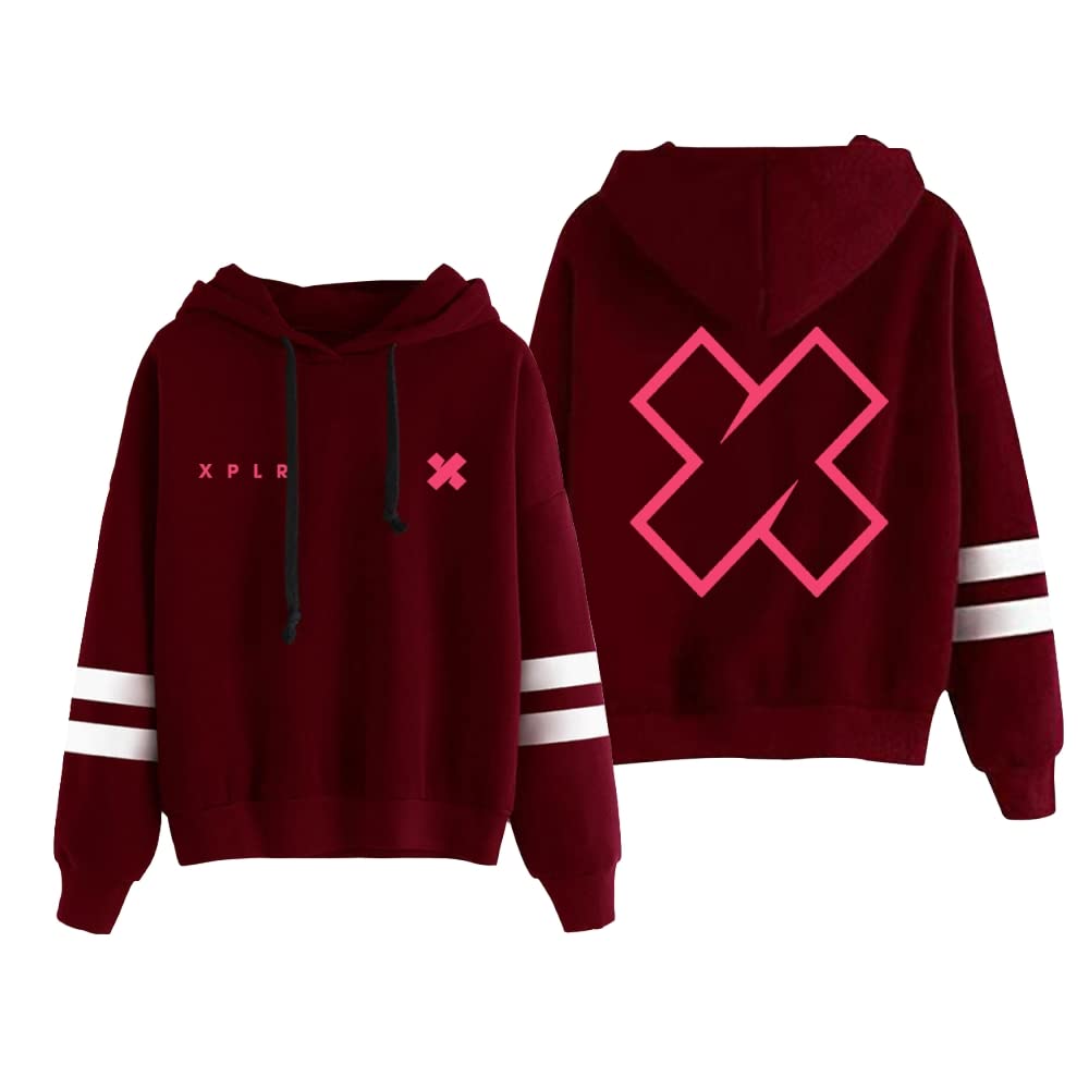 Sam and Colby Merch XPLR Season 2 Hoodies Women Men Long Sleeve Casual Pullover Sweatshirt (Red,S)