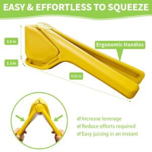 EastLink Lemon Squeezer Manual, Max Juice Extraction Lemon Juicer Squeezer, Easy-to-Use Flat Lemon Lime Squeezer with Leverage to Reduce Effort, Citrus Squeezer with Built-in Strainer, Yellow