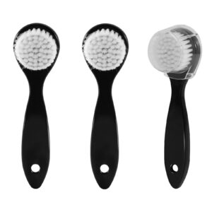 facial cleansing brush, 3 packs manual face brushes for cleansing and exfoliating, face scrubber to massage, deep pore exfoliation, makeup remove and skin care with soft bristles & lid, black