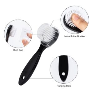 Facial Cleansing Brush, 3 Packs Manual Face Brushes for Cleansing and Exfoliating, Face Scrubber to Massage, Deep Pore Exfoliation, Makeup Remove and Skin Care with Soft Bristles & Lid, Black