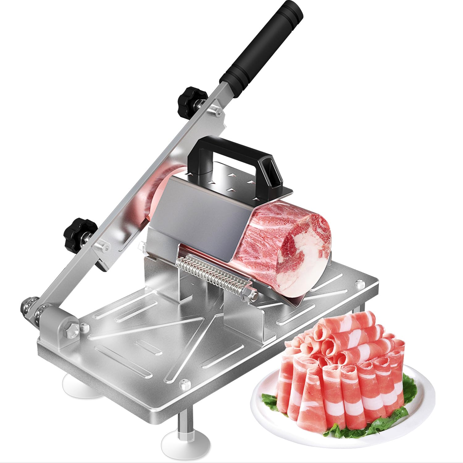 Manual Frozen Meat Slicer - Stainless Steel Frozen Meat Cleaver with Handle Multifunctional Manual Frozen Meat Cutter Ginseng Cutter for Beef Mutton Roll Cheese Nougat Bacon Hot Pot