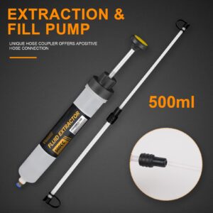 FTIHTRY Fluid Extractor, Extraction&Fill Pump,Fluid Syringe Pump Manual Suction Vacuum Fuel Car Transfer (500cc)