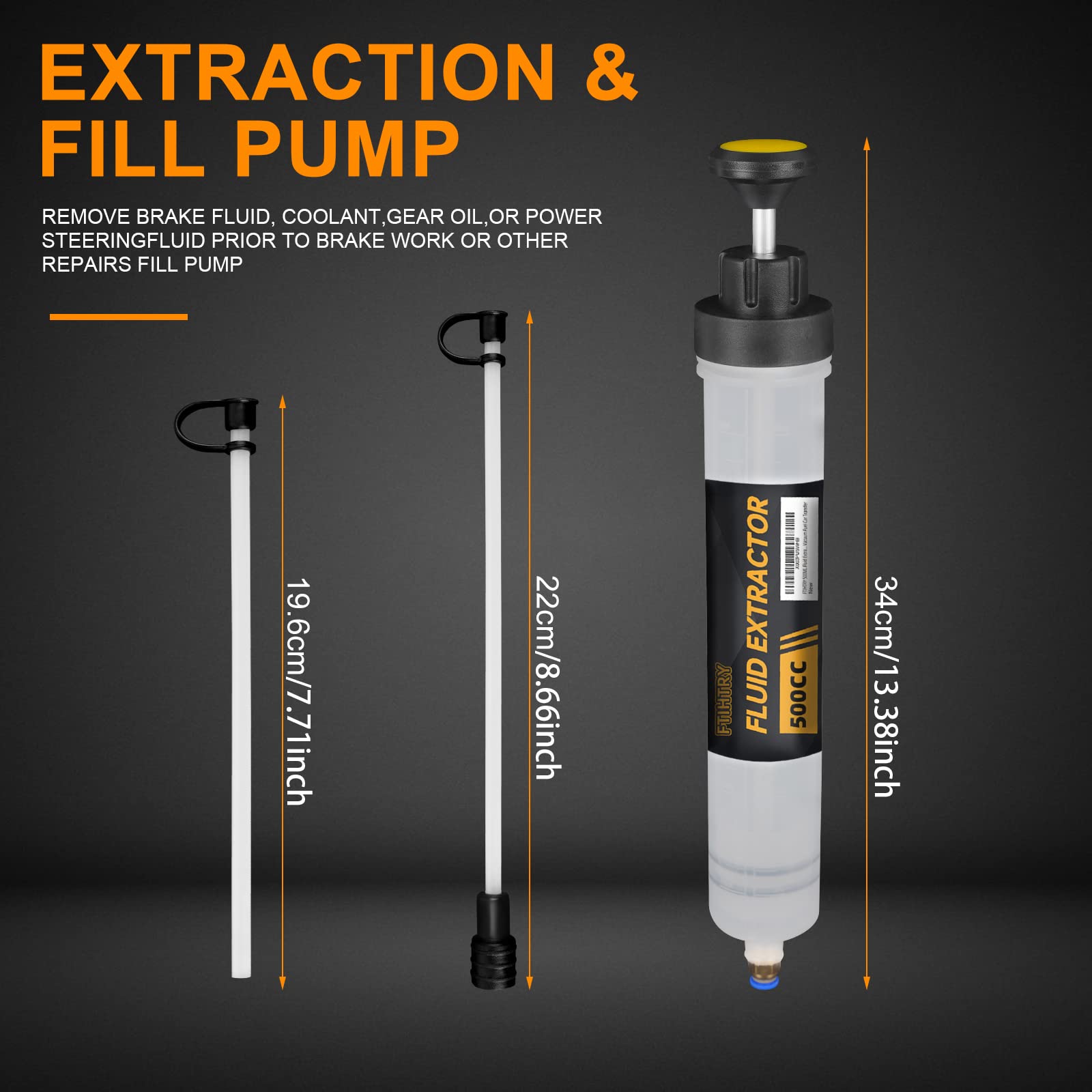 FTIHTRY Fluid Extractor, Extraction&Fill Pump,Fluid Syringe Pump Manual Suction Vacuum Fuel Car Transfer (500cc)