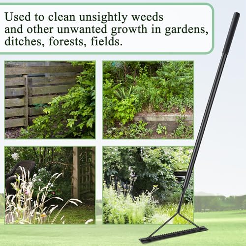 DACK 43" Weed Grass Cutter with Double-Edged Serrated Sharp Steel Blade, Manual Weed Whacker Grass Whip Cutting Hand Tool, Handheld Weed Wacker for Overgrown Weeds in Yard, Field and Ditches