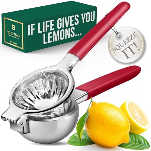 Bellemain Citrus Juicer | Metal Lemon Squeezer | Lime and Lemon Juicer Stainless Steel with Silicone Handles | Manual Juicer, Citrus Squeezer, Hand Held Juicer | Bar Juicer for Bartender Accessories