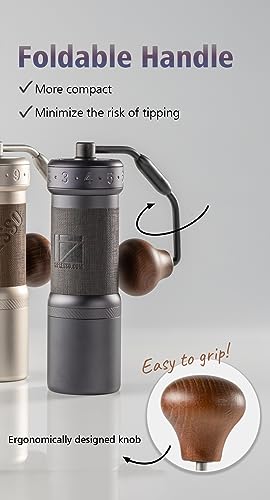 1Zpresso K-Ultra Manual Coffee Grinder Iron Gray with Carrying Case, Assembly Consistency Grind Stainless Steel Conical Burr, Foldable Handle, Numerical External Adjustable Setting, All-Round Grinder