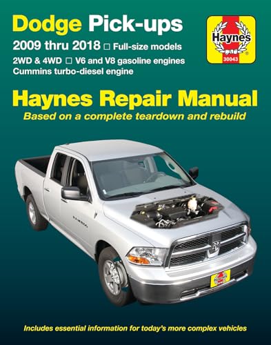 Dodge V6 & V8 Gas & Cummins turbo-diesel Pick-ups (09-18) Haynes Repair Manual (Does not include 2009 fleet models with the 5.9L diesel engine or the 3.0L V6 diesel engine.) (Haynes Automotive)