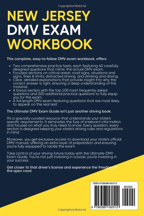 New Jersey DMV Exam Workbook: 400+ Practice Questions to Navigate Your DMV Exam With Confidence (DMV practice tests)