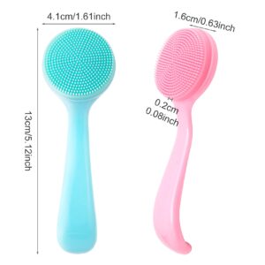 HINZIC 2 Pack Silicone Manual Facial Cleansing Brush, Skin Friendly Waterproof Face Cleaning Scrubber Exfoliator Cleanser for Blackheads Whiteheads Makeup Residues Removal- Blue & Pink