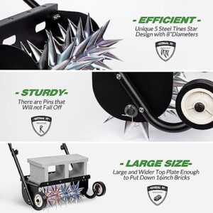 Suchtale 18-Inch Push Spike Aerator, Heavy Duty Rolling Lawn Aerator, Rotary Spike Lawn Aerator, Manual Lawn Aeration Equipment with Steel Handle, Suitable for Lawn, Garden, and Yard Grass Aeration