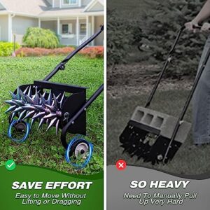 Suchtale 18-Inch Push Spike Aerator, Heavy Duty Rolling Lawn Aerator, Rotary Spike Lawn Aerator, Manual Lawn Aeration Equipment with Steel Handle, Suitable for Lawn, Garden, and Yard Grass Aeration