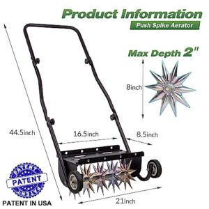 Suchtale 18-Inch Push Spike Aerator, Heavy Duty Rolling Lawn Aerator, Rotary Spike Lawn Aerator, Manual Lawn Aeration Equipment with Steel Handle, Suitable for Lawn, Garden, and Yard Grass Aeration