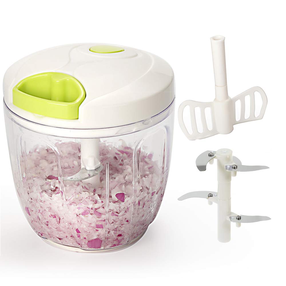 Manual Food Chopper Powerful Hand Held Chopper Mixer Processor to Chop Vegetables Fruits Nuts Onions Garlic Salad for Kitchen (3.5 cup) by Vinipiak