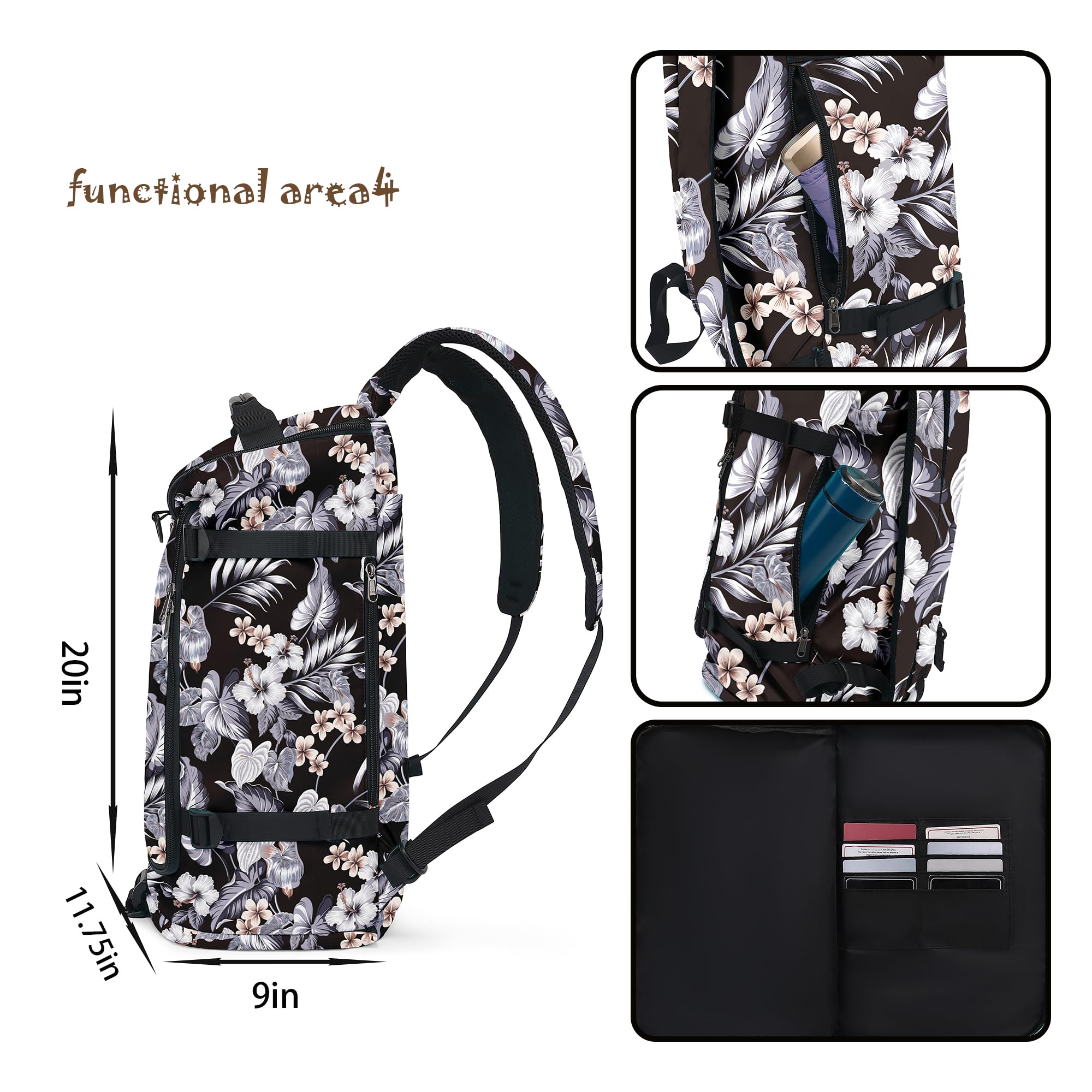 Gym Multi-Purpose Backpack - Waterproof, 4 Carrying Styles, Separate Shoe Compartment - Ideal for Travel, Sports, Camping, Laptop, Workout