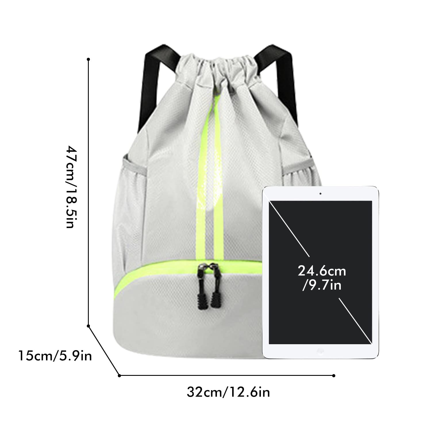 Drawstring Backpack Waterproof with Mesh PocketsString Bag Sackpack Nylon Gym Bag for Swim Sport Hiking Travel Beach,Lightweight Large,2