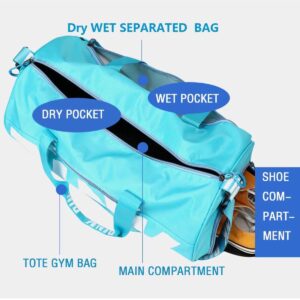 Sports Gym Bag Travel Duffle Bag Dry Wet Pocket & Shoes Compartment for Women and Men (black gym bag with Shoes Compartment)