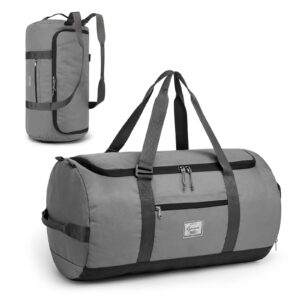 lyweem 60l duffle bag for men travel duffel bag large size for women weekender overnight with shoes compartment multifunctional gym bags, gray