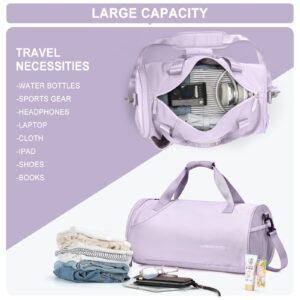 Gym Bag for Women Mens with Wet & Shoe Compartment,Small Duffle Bag for Travel Sport Gym Tote Bags Workout Bag Overnight Weekender Bag Carry on Travel Bag PURPLE