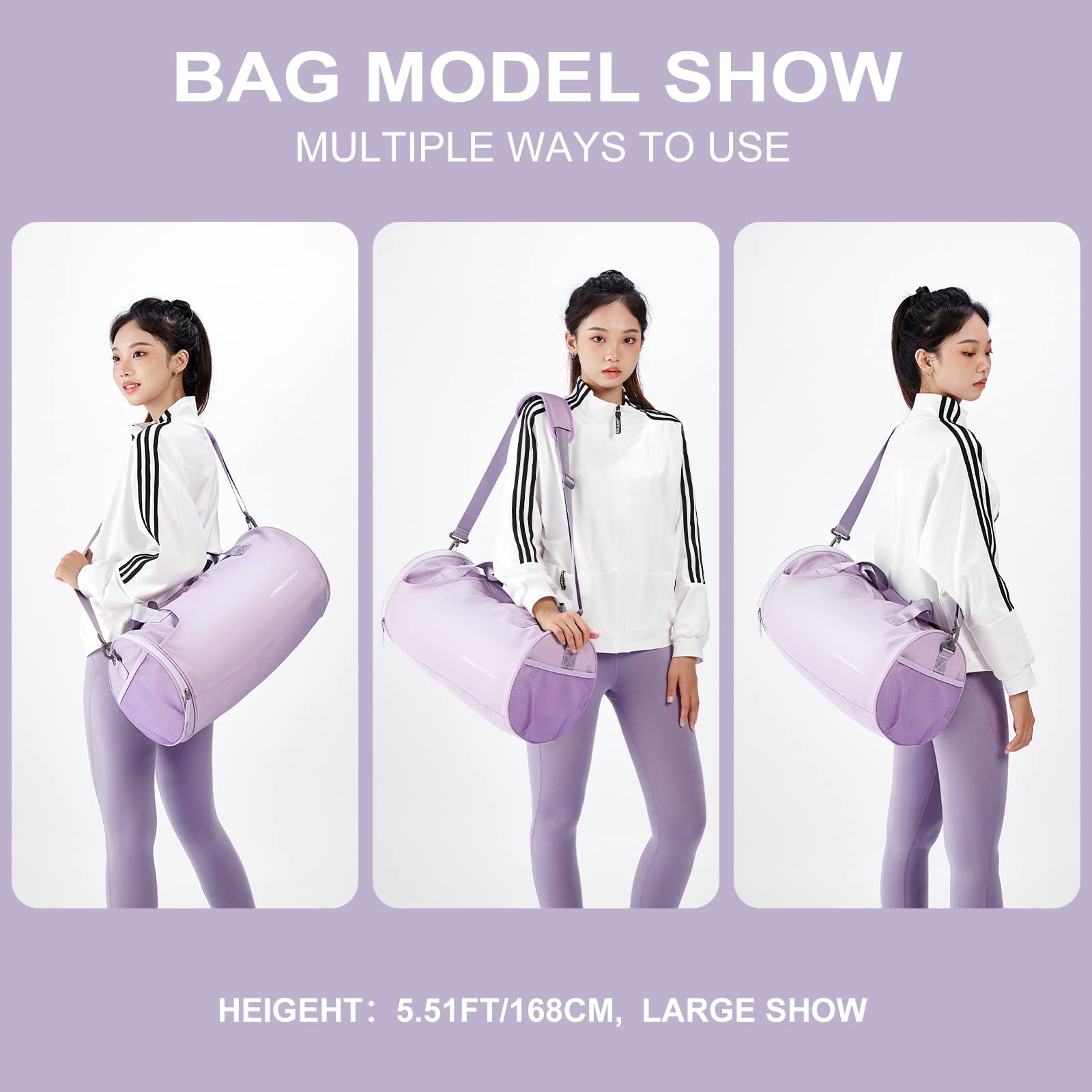 Gym Bag for Women Mens with Wet & Shoe Compartment,Small Duffle Bag for Travel Sport Gym Tote Bags Workout Bag Overnight Weekender Bag Carry on Travel Bag PURPLE