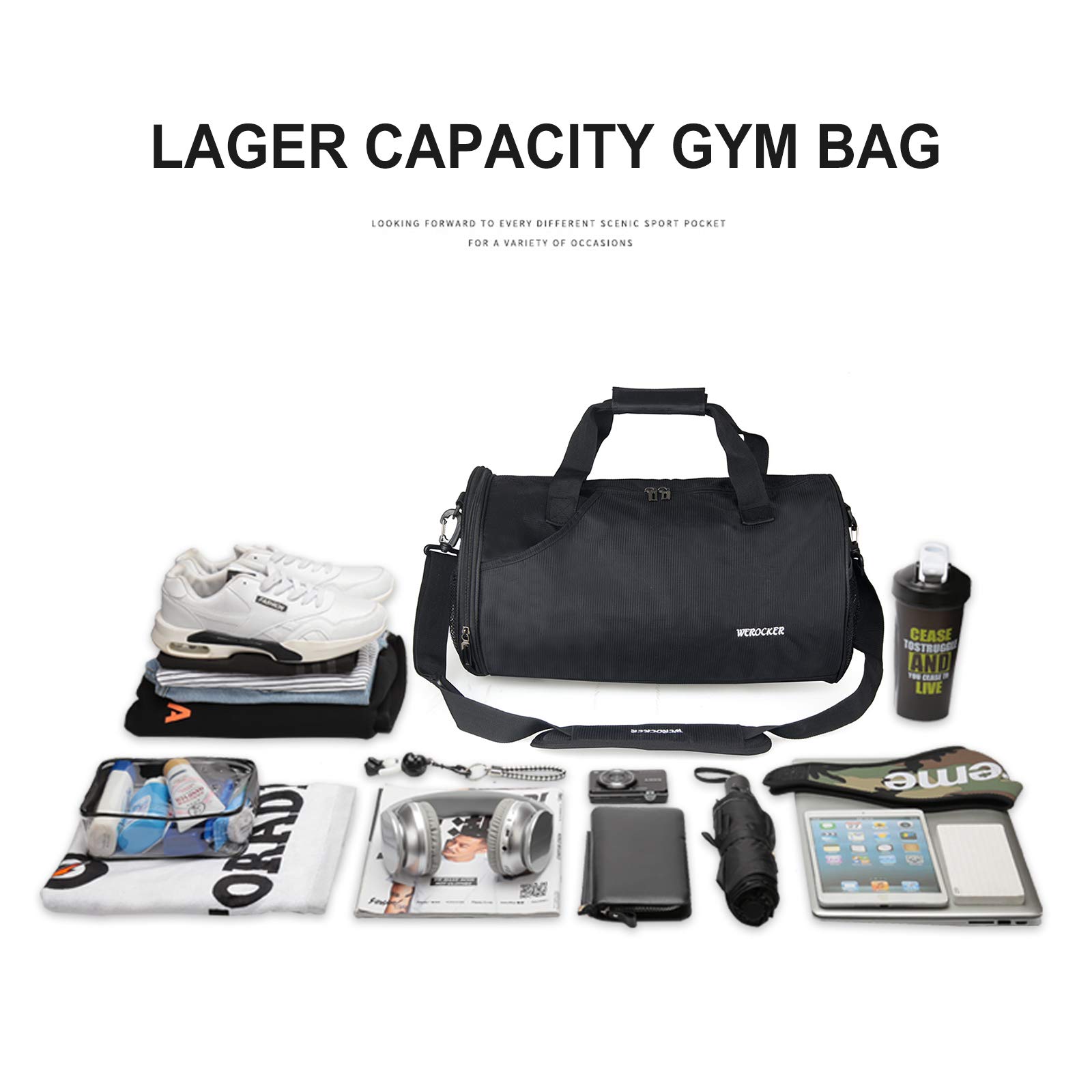 Large Sports Gym Bag for Men Women,Travel Duffel bag with Shoes Compartment,Overnight Tote Bag Workout Bags for Gym