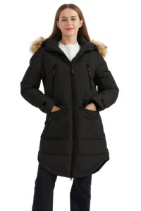 orolay women's thickened down jacket winter warm down coat black