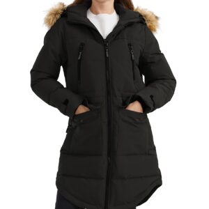 Orolay Women's Thickened Down Jacket Winter Warm Down Coat Black