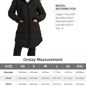 Orolay Women's Thickened Down Jacket Winter Warm Down Coat Black