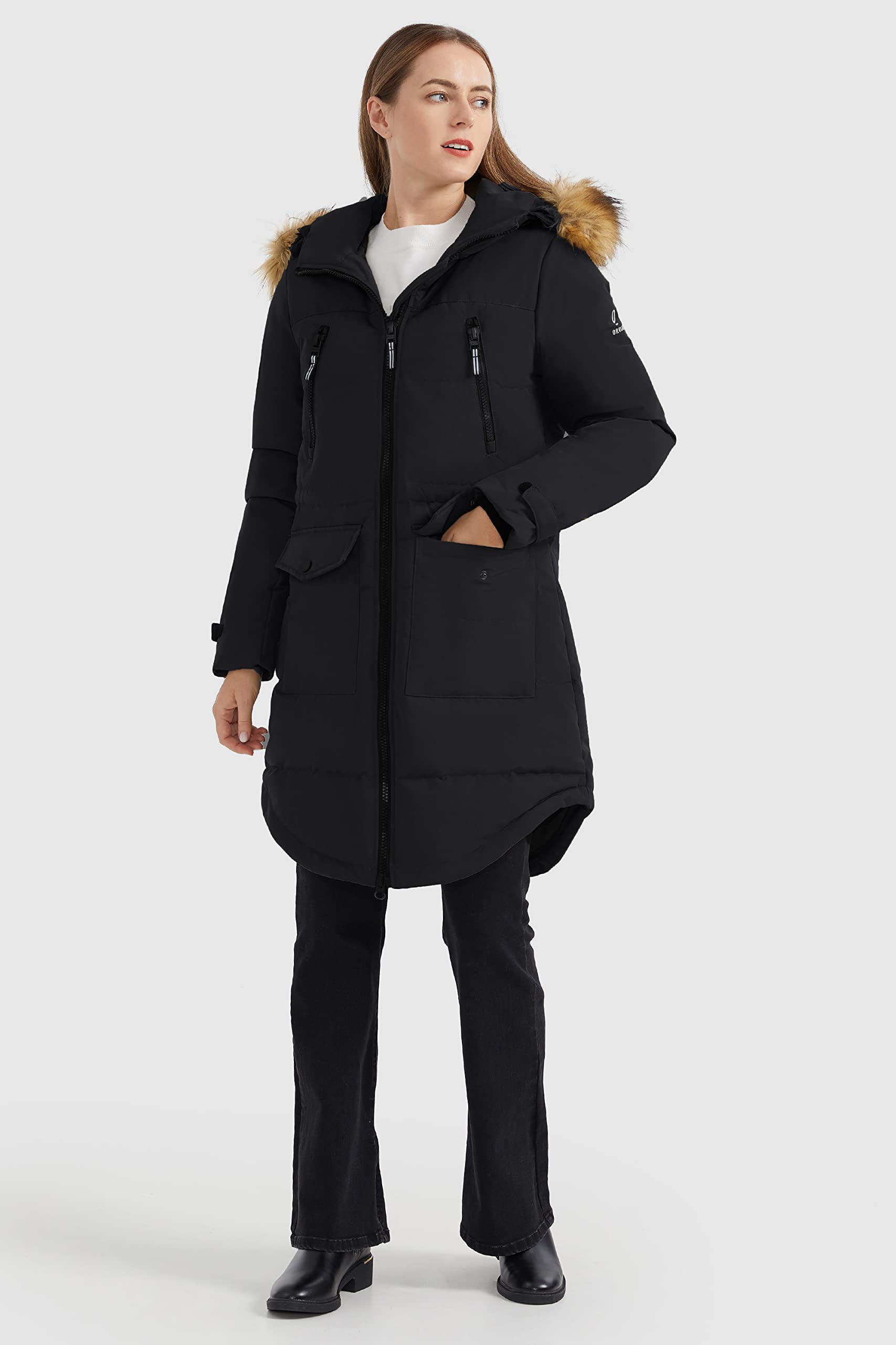 Orolay Women's Thickened Down Jacket Winter Warm Down Coat Black