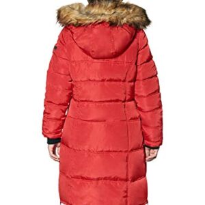 CANADA WEATHER GEAR Women's Faux Fur Insulated Long Puffer Coat Red Size M