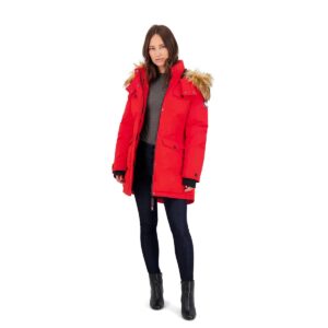 CANADA WEATHER GEAR Women's Heavyweight Water Resistant Parka Coat Red Size S