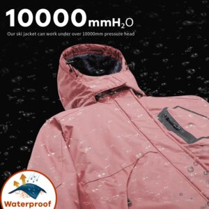 WULFUL Women’s Waterproof Snow Ski Jacket Mountain Windproof Winter Coat with detachable hood