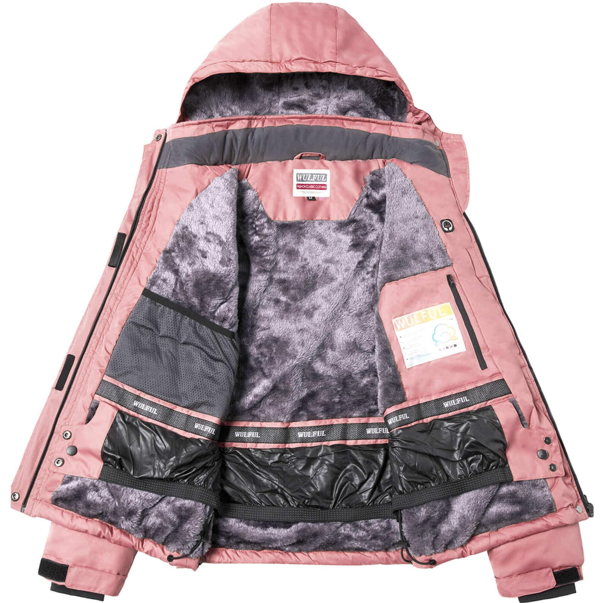 WULFUL Women’s Waterproof Snow Ski Jacket Mountain Windproof Winter Coat with detachable hood