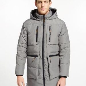 Orolay Men's Thickened Down Jacket Hooded Winter Coats with 6 Pockets Grey L