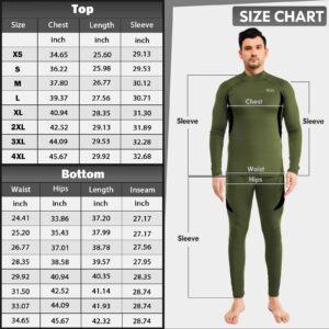 romision Turtle Neck Long Johns Thermal Underwear for Men Fleece Base Layer Cold Weather Top and Bottom Set Hunting Gear