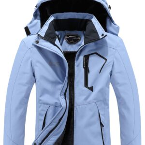 MOERDENG Women's Waterproof Ski Jacket Warm Winter Snow Coat Mountain Windbreaker Hooded Raincoat Jacket