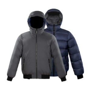 triple f.a.t. goose verso puffer jacket - winter jacket for men - reversible down coat (charcoal/navy, small)