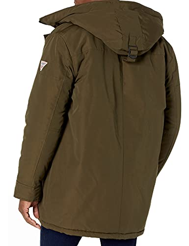 GUESS Men's Heavyweight Hooded Parka Jacket with Removable Faux Fur Trim, Olive, Small