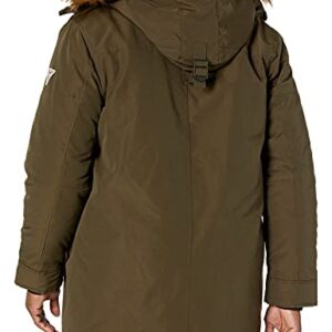 GUESS Men's Heavyweight Hooded Parka Jacket with Removable Faux Fur Trim, Olive, Small