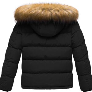 CREATMO US Boy's Padded Winter Coat Windproof Puffer Jacket With Removable Hood Black 14/16