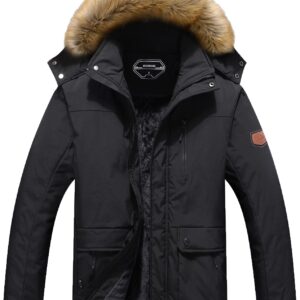 MOERDENG Men's Winter Snow Coat Warm Ski Jacket Waterproof Hooded Work Outerwear