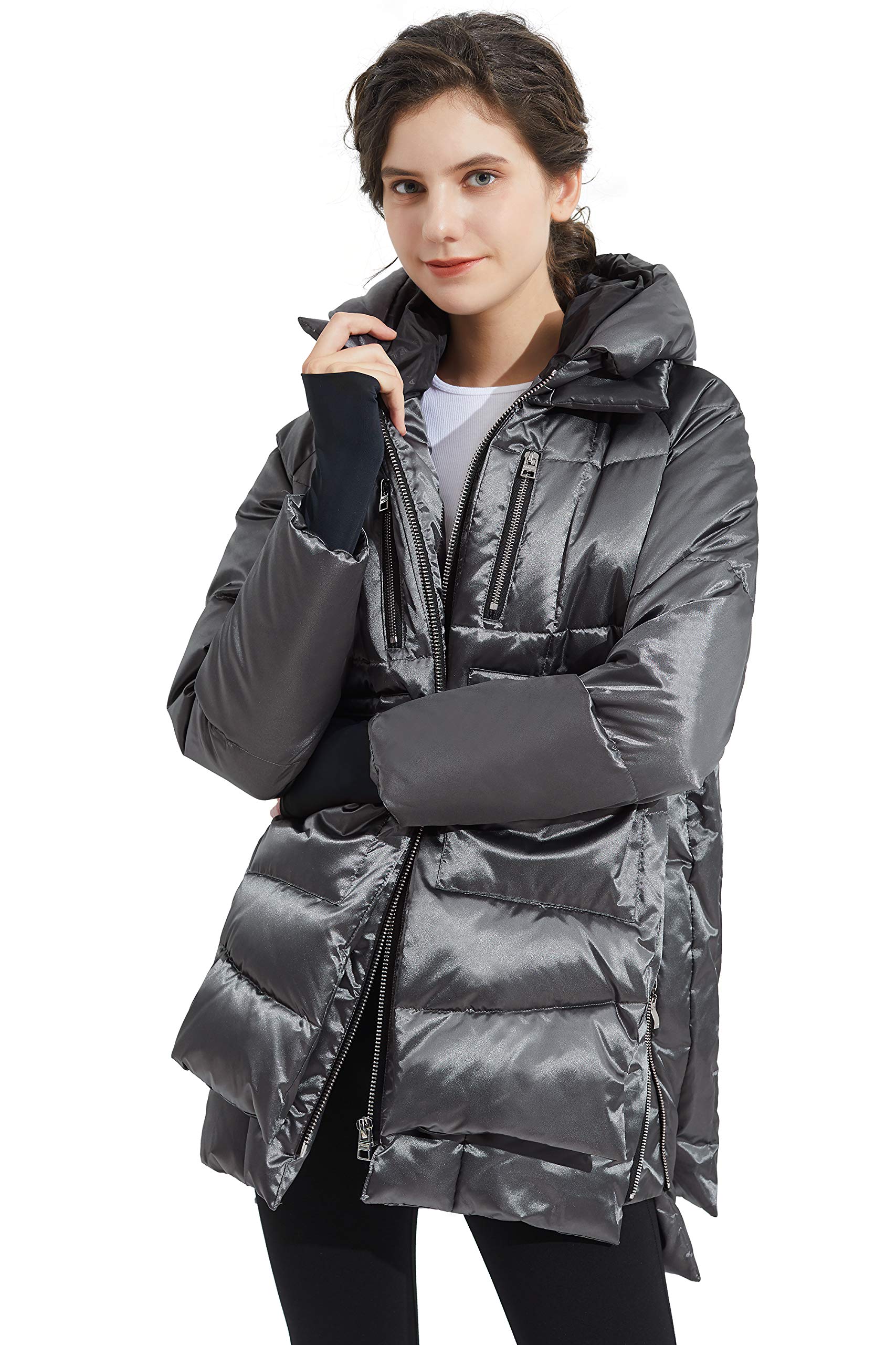 Orolay Women's Thickened Down Jacket Hooded Darkgray M